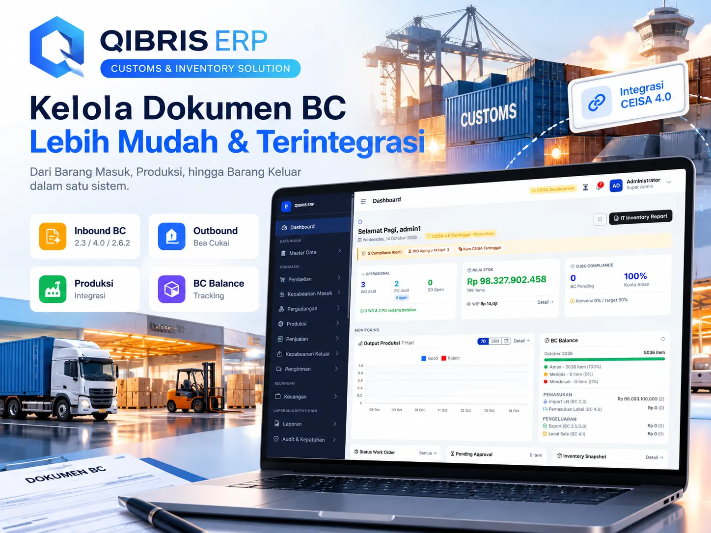 Tampilan Qibris ERP IT Inventory